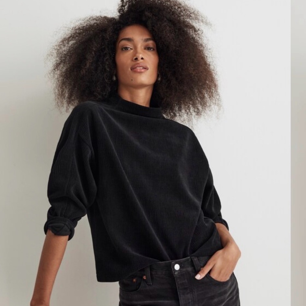 Madewell Striped Jacquard Funnelneck Top